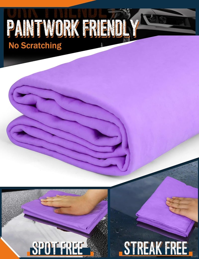 Idemeet Premium Car Drying Towel, Super Absorbent 26"x17" Large Chamois Cloth Shammy Towel for Vehicle, Reusable Chamois Shammy Cloth for Car, Bathroom, Dust Remove, No Spots/Streak/Scratch, Purple - Image 5